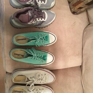 3 pairs ladies size 9 shoes.  Two Converse, one pair Saucony